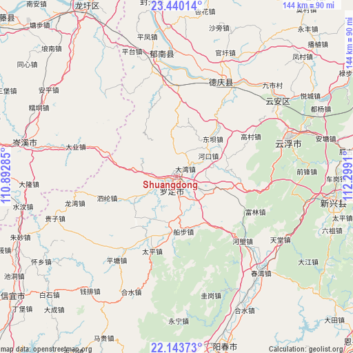 Shuangdong on map