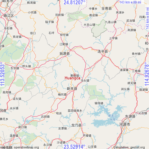 Huangca on map