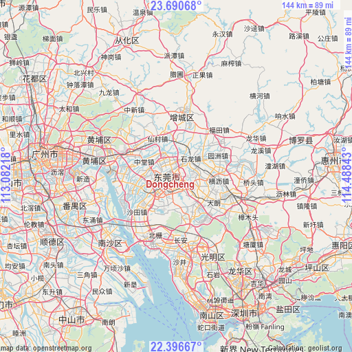 Dongcheng on map