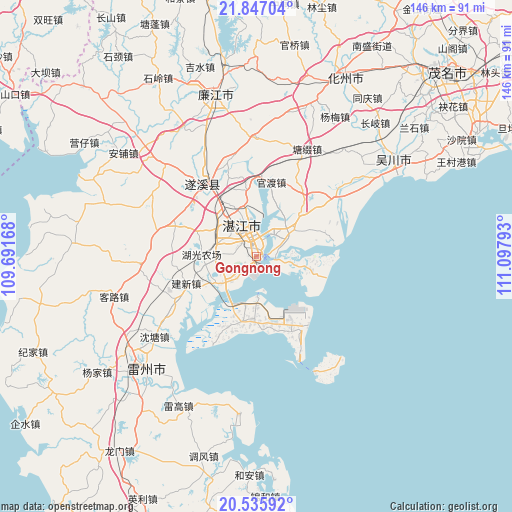 Gongnong on map