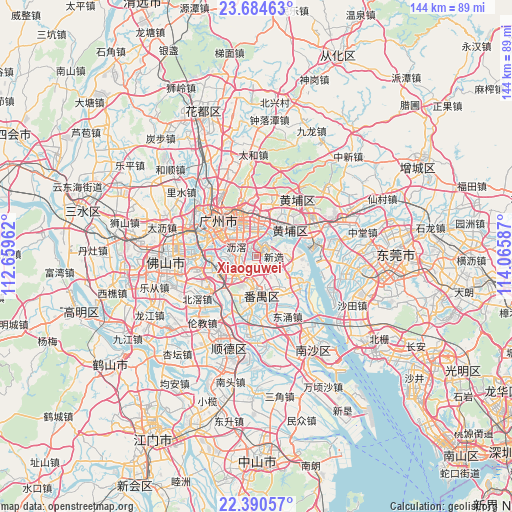 Xiaoguwei on map