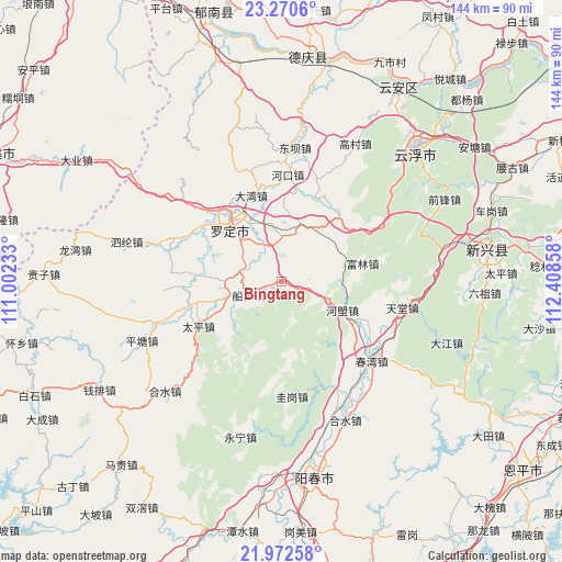 Bingtang on map