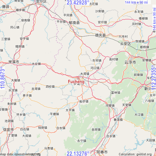 Fucheng on map