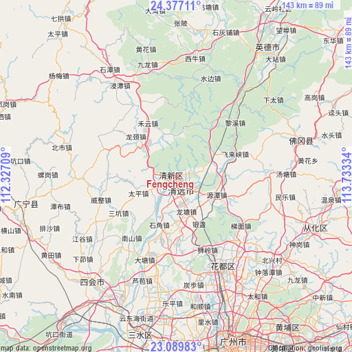 Fengcheng on map