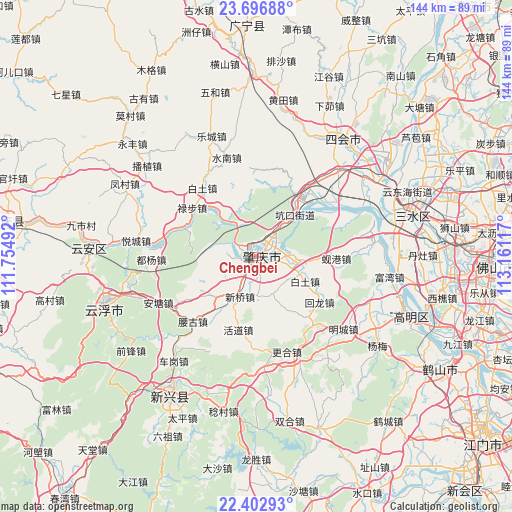 Chengbei on map