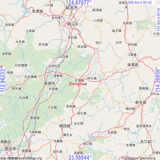 Donghua on map