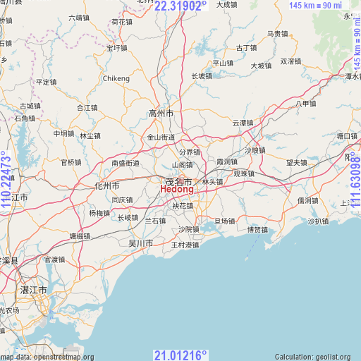 Hedong on map