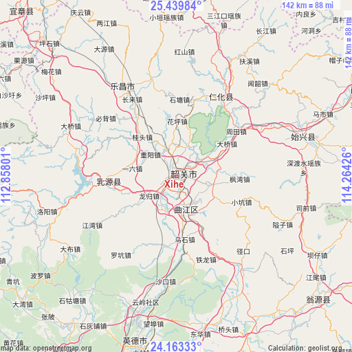 Xihe on map