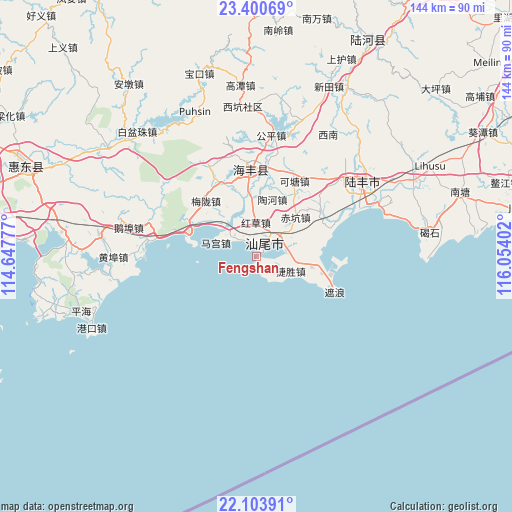 Fengshan on map