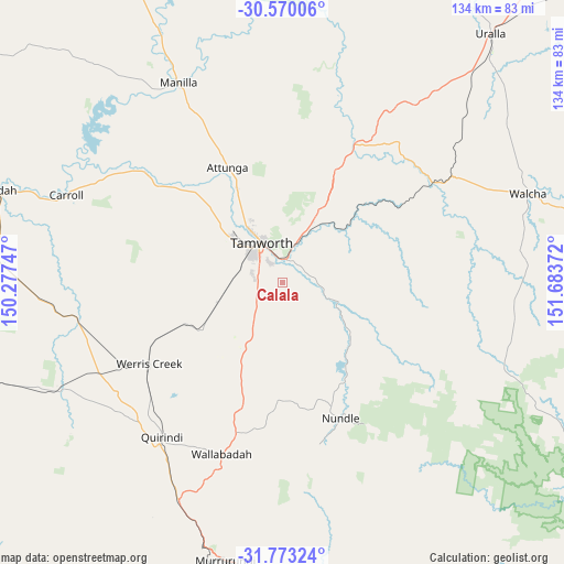 Calala on map