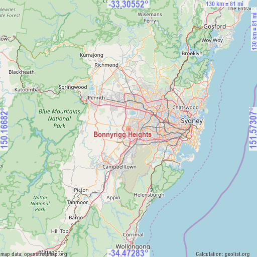 Bonnyrigg Heights on map