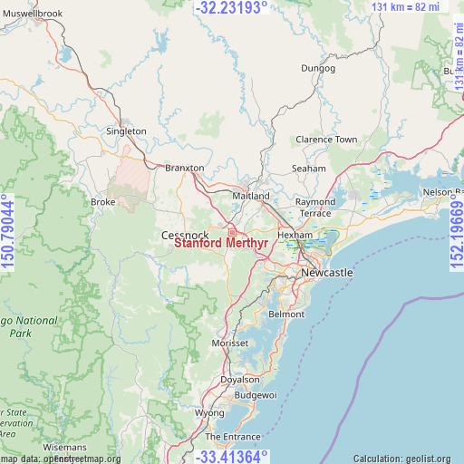 Stanford Merthyr on map