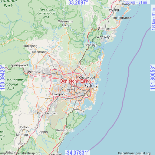 Denistone East on map