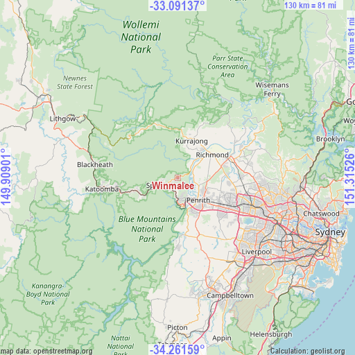 Winmalee on map