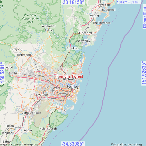 Frenchs Forest on map