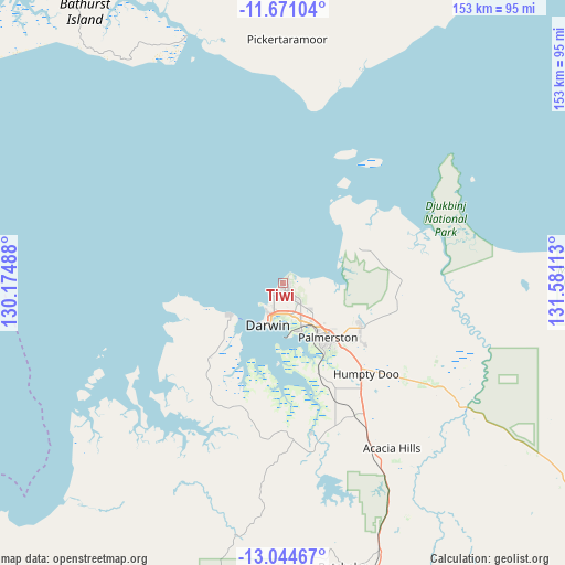 Tiwi on map