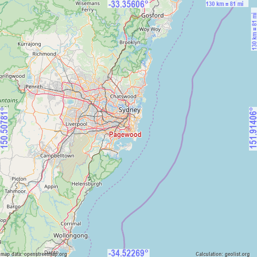 Pagewood on map