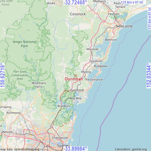 Ourimbah on map