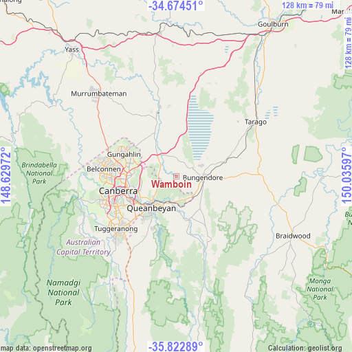 Wamboin on map