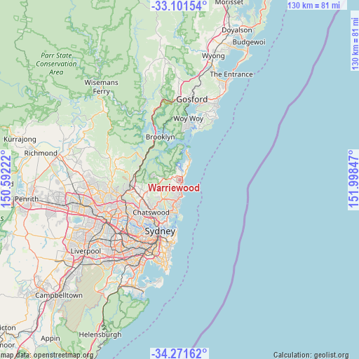 Warriewood on map