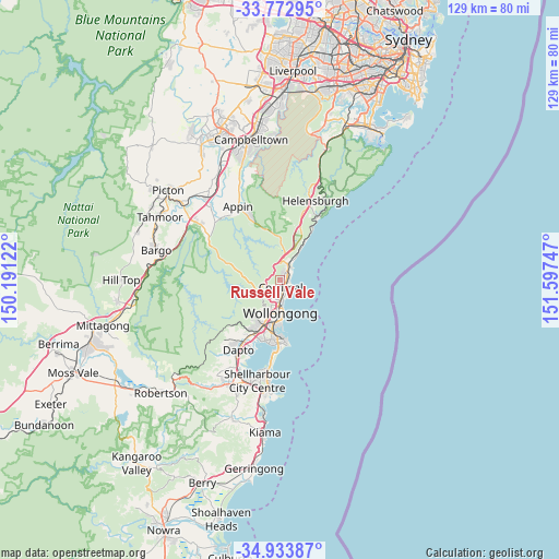 Russell Vale on map