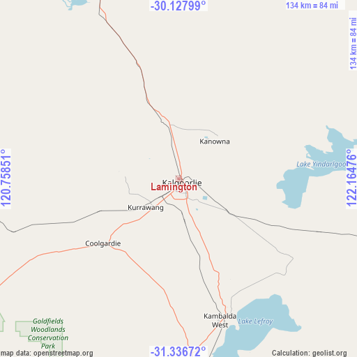 Lamington on map