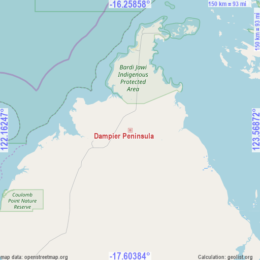 Dampier Peninsula on map