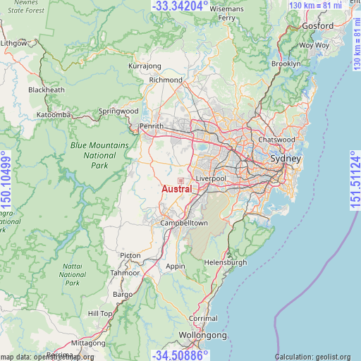 Austral on map