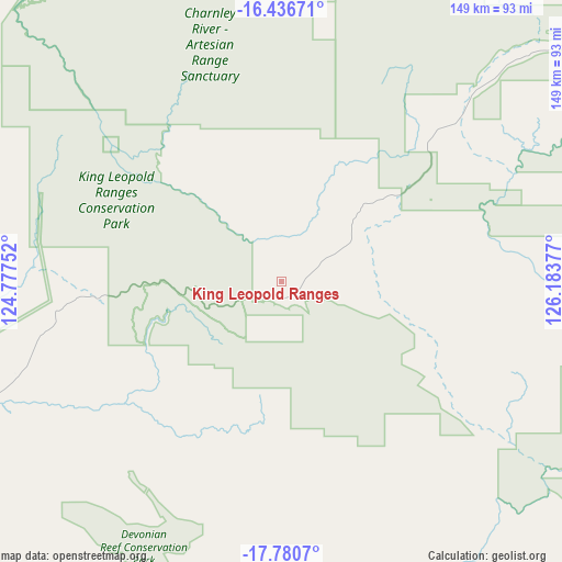 King Leopold Ranges on map