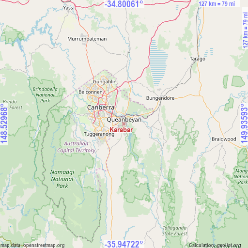 Karabar on map