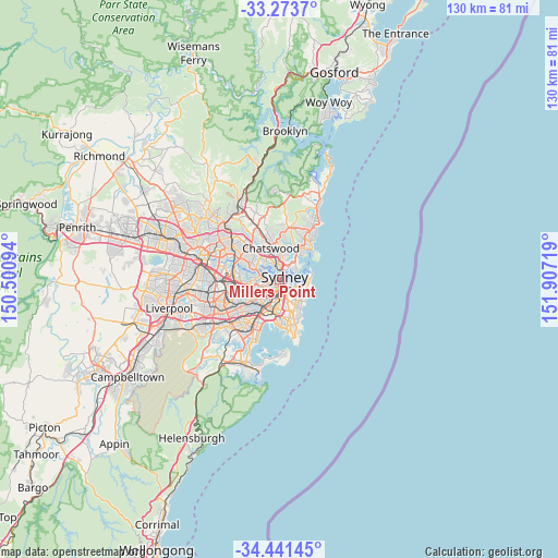 Millers Point on map
