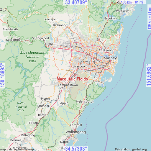 Macquarie Fields on map