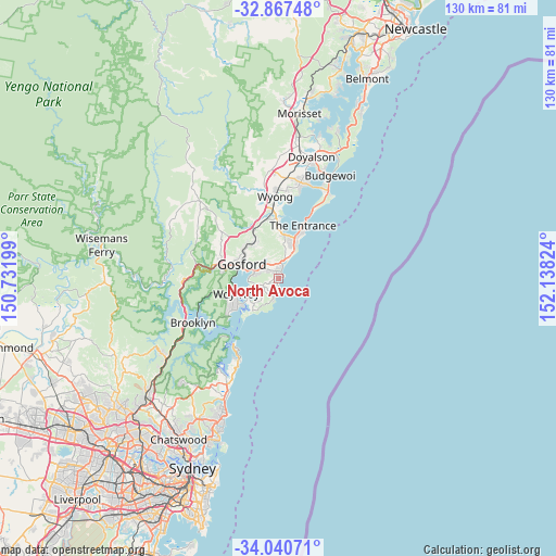 North Avoca on map