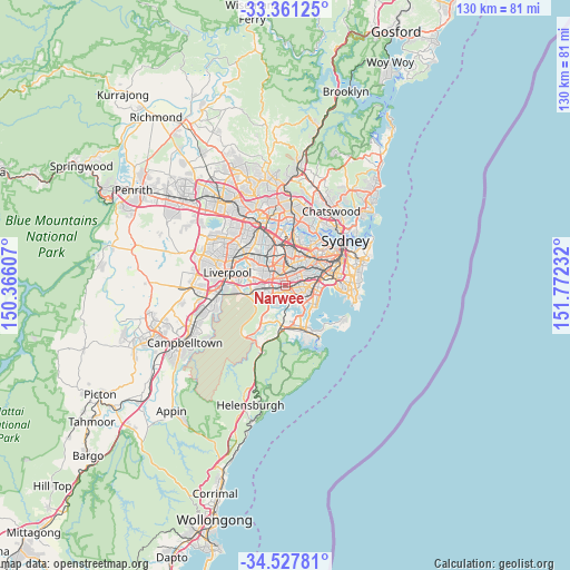 Narwee on map