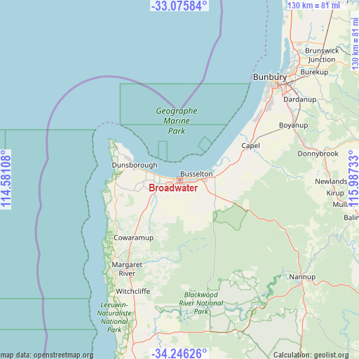 Broadwater on map