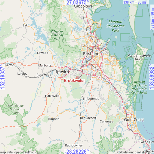 Brookwater on map