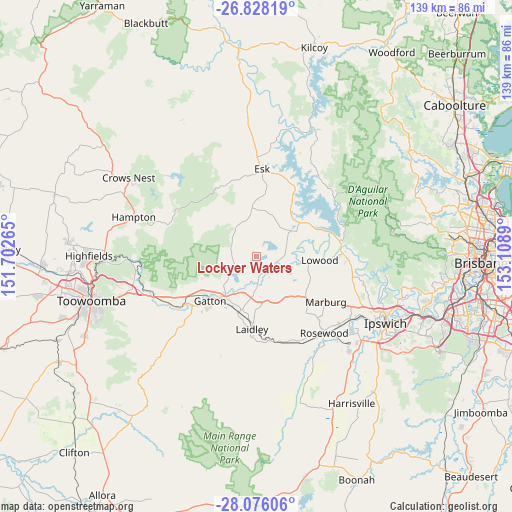 Lockyer Waters on map