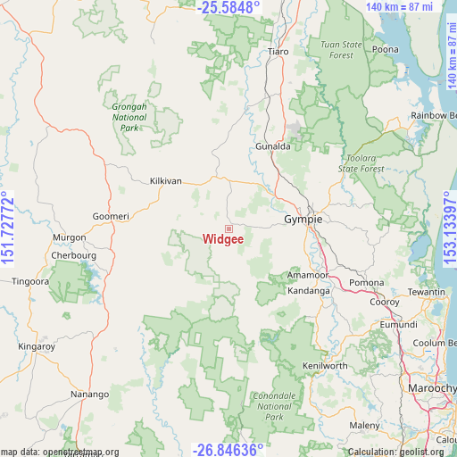 Widgee on map