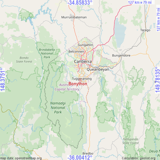 Bonython on map