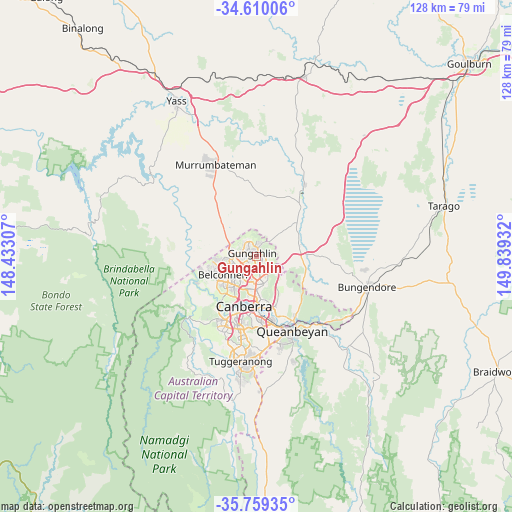 Gungahlin on map