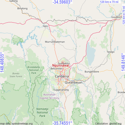 Ngunnawal on map