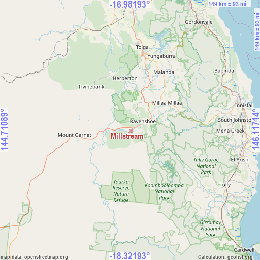 Millstream on map