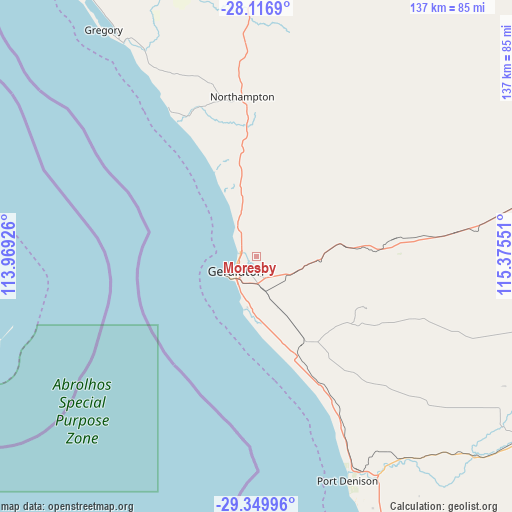 Moresby on map