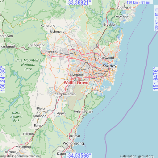 Wattle Grove on map