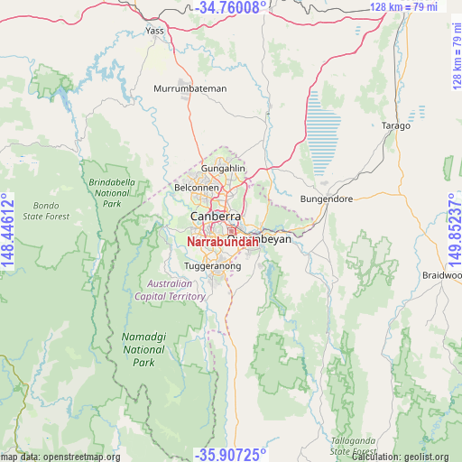 Narrabundah on map