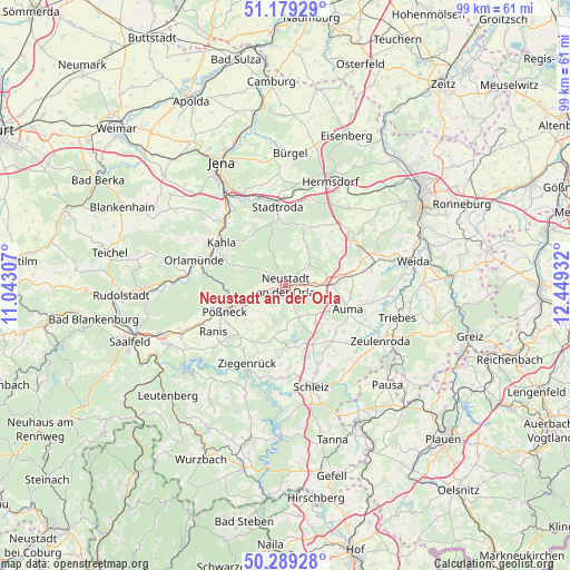 Neustadt an der Orla on map