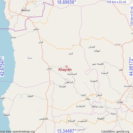 Khayrān on map