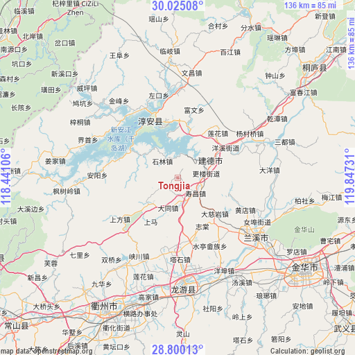 Tongjia on map