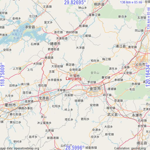 Lanjiang on map