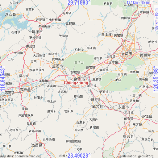 Chengzhong on map